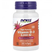 NOW Foods, високоефективний вітамін D3, 125 мкг (5000 МО), 240 капсул